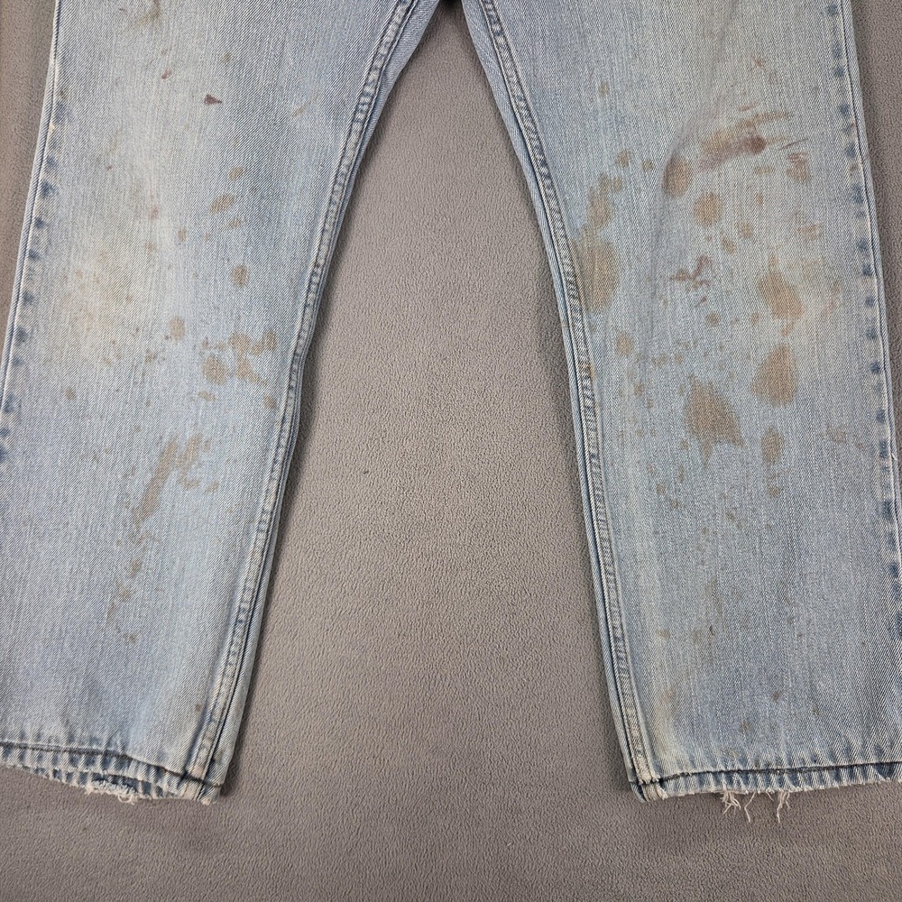 Levis 505 Jeans Mens Blue Light Wash Regular Straight Fits 30x28 - Picture 9 of 16